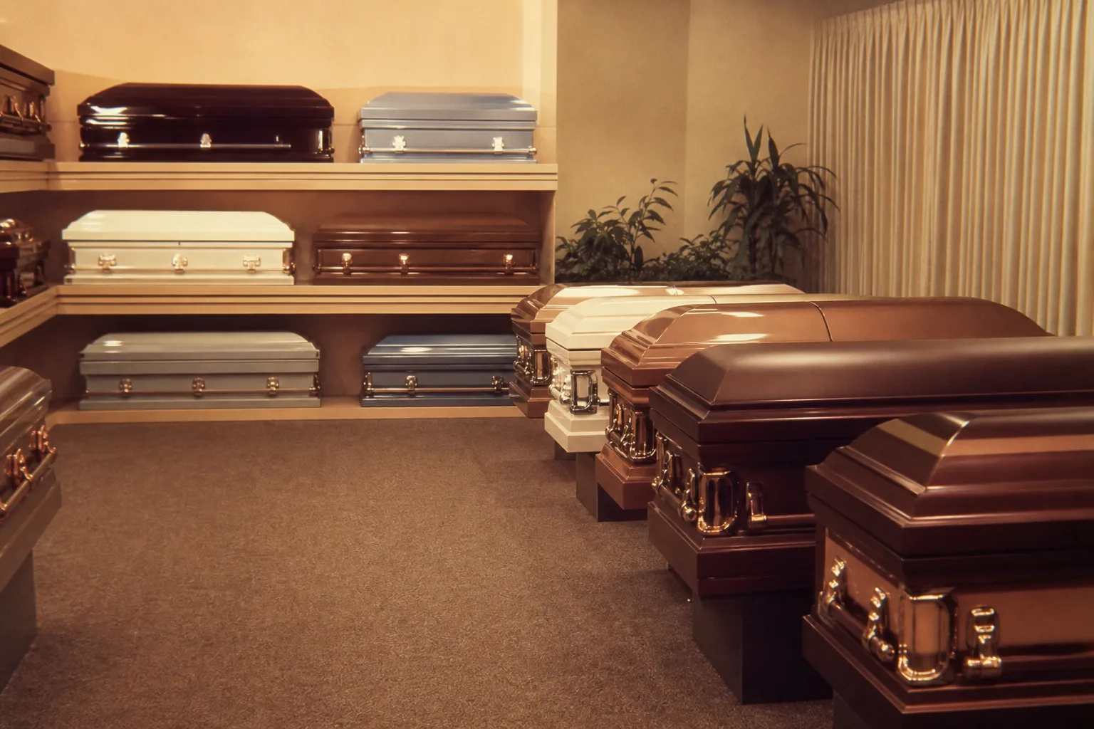 Standing in front of forty caskets? What the price card is actually describing